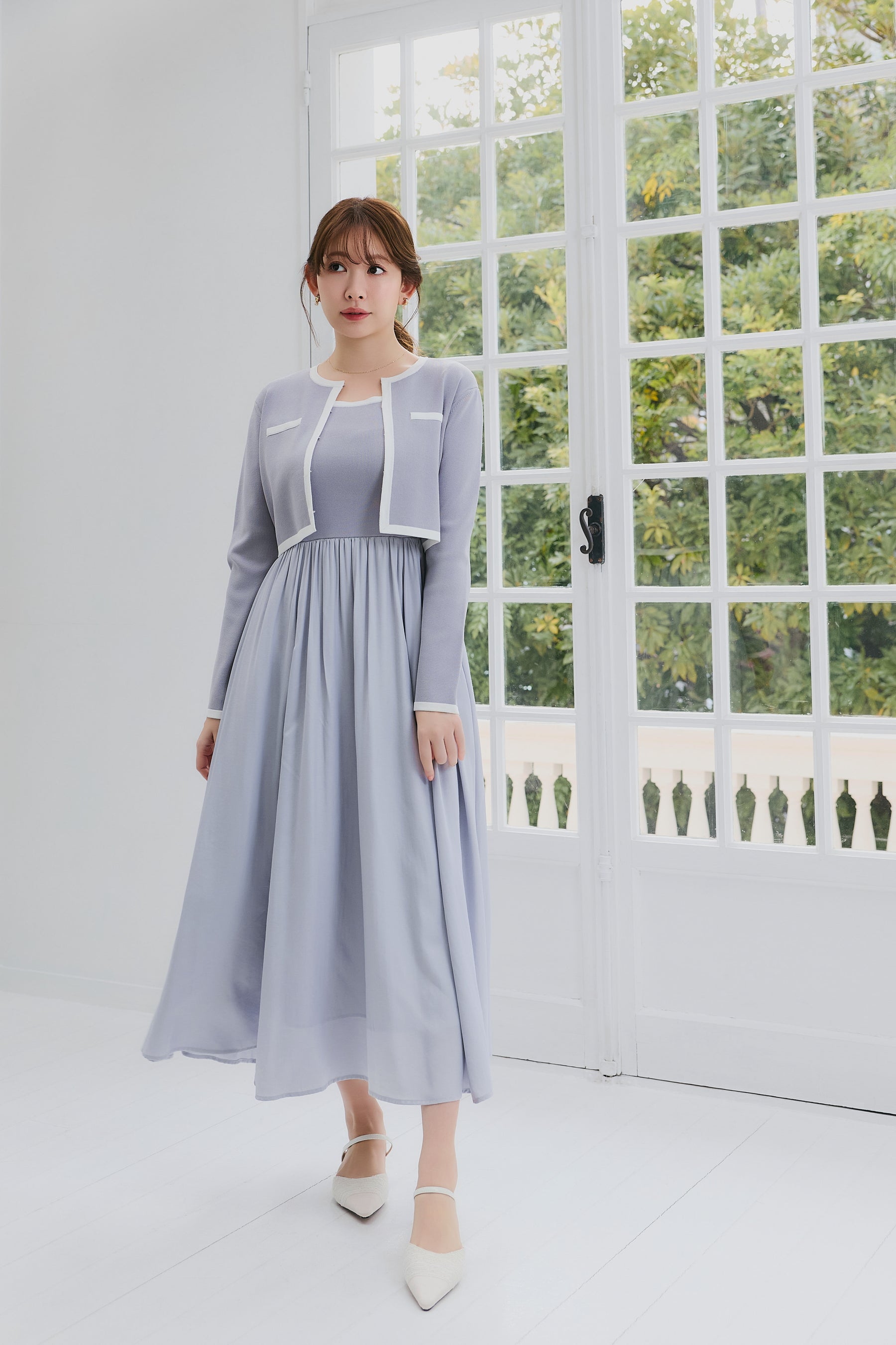 【2月上旬發送】【新色】Bicolor Knit Dress Set