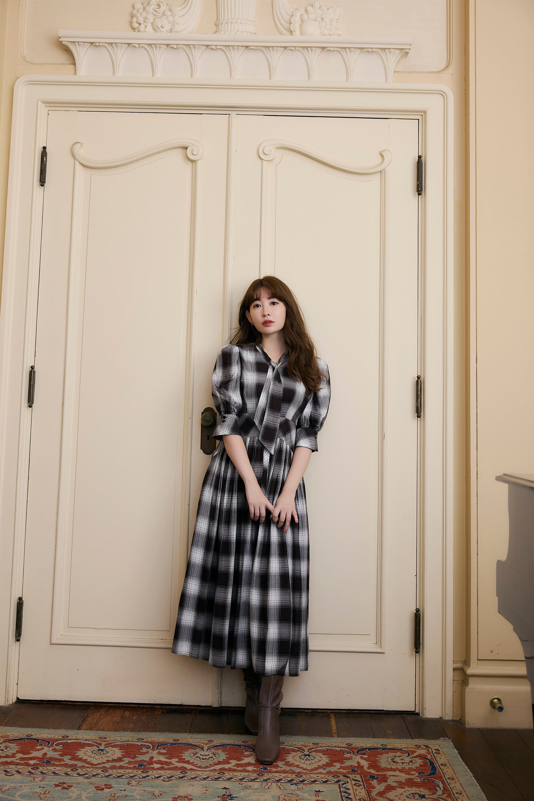 【9月中旬発送】Chelsea Checked Tie Dress