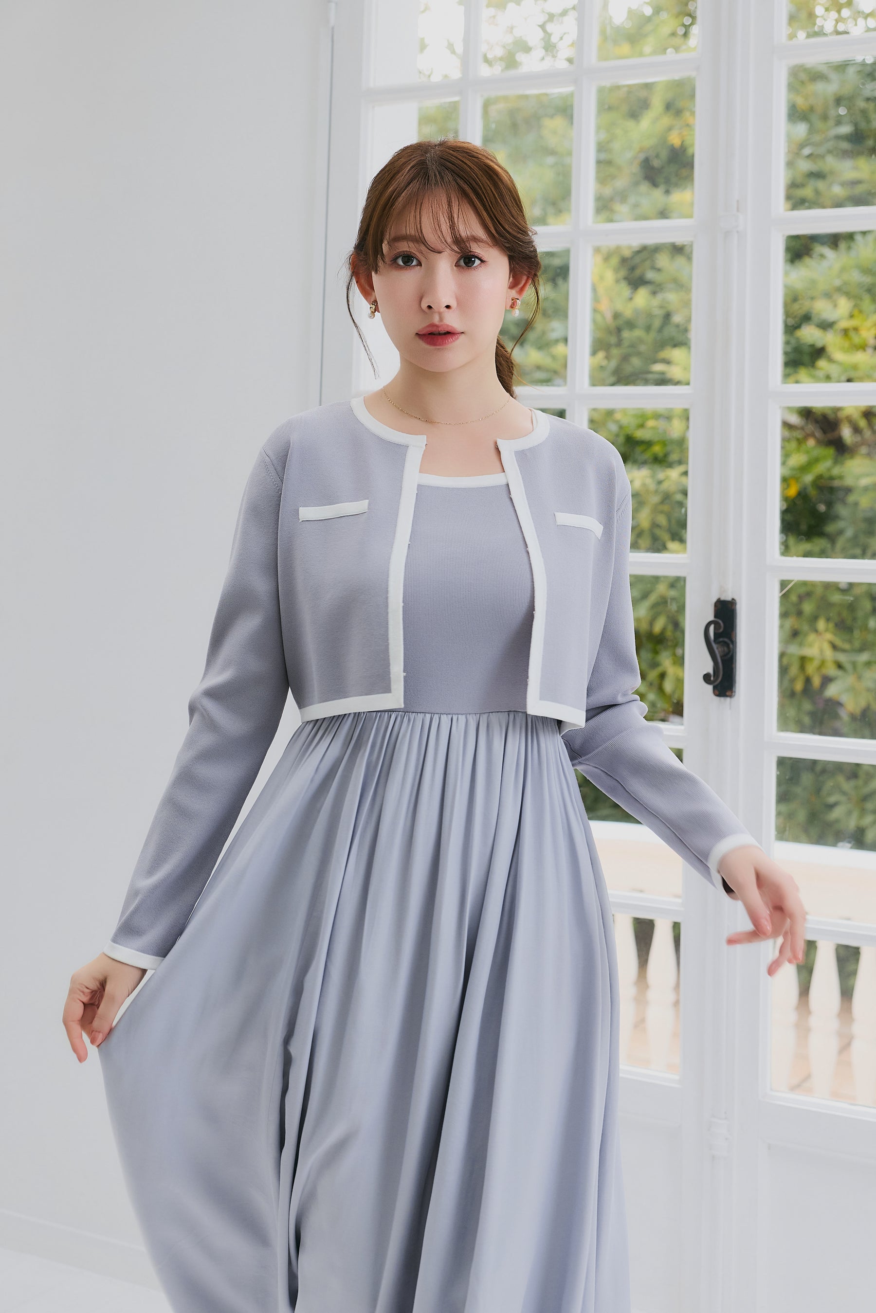 【2月上旬發送】【新色】Bicolor Knit Dress Set