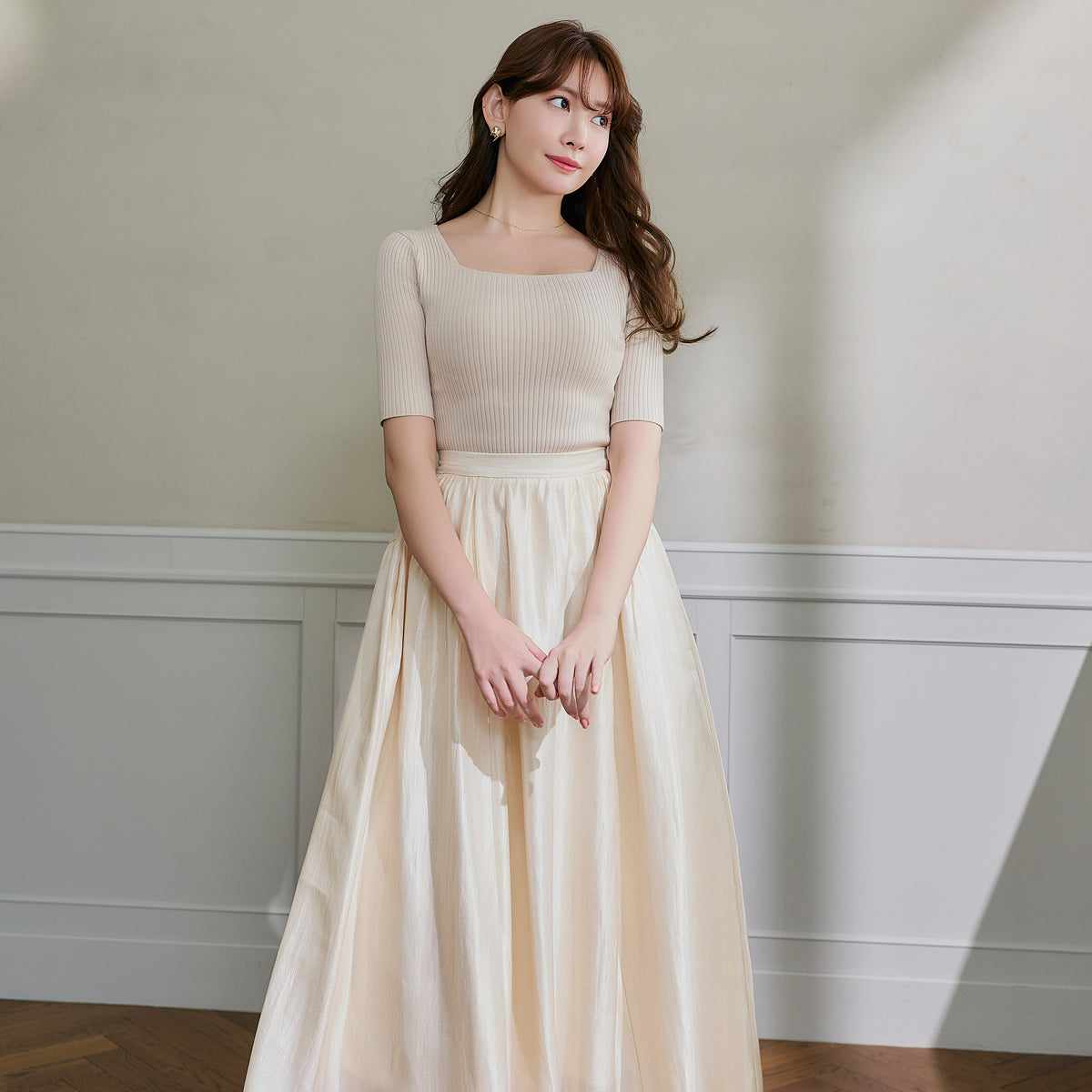 Luminous Organza Gathered Skirt