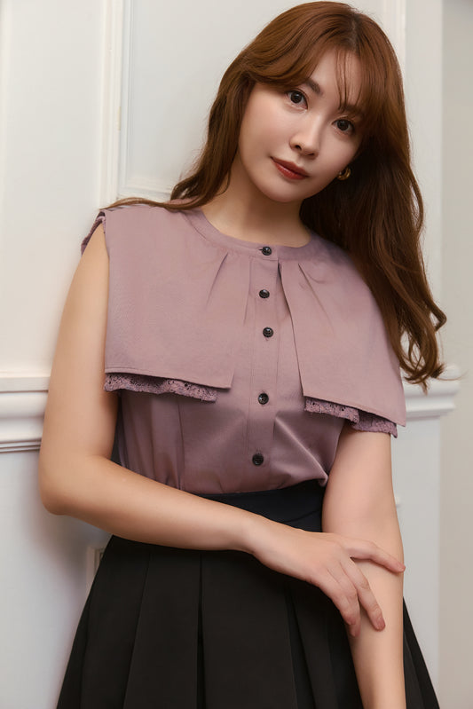 【9月中旬発送】Layered Lace Collar Blouse