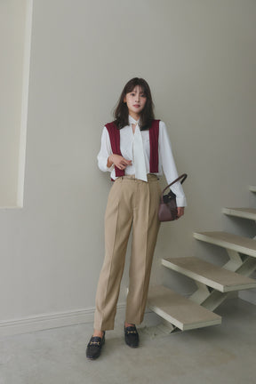 ［Essentia］【新色】Long Tie Slit Blouse