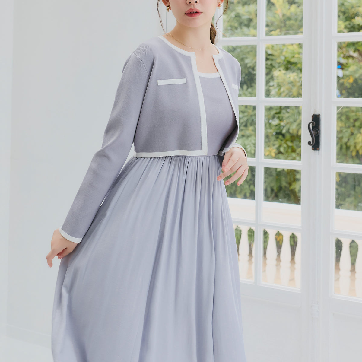 新色】Bicolor Knit Dress Set