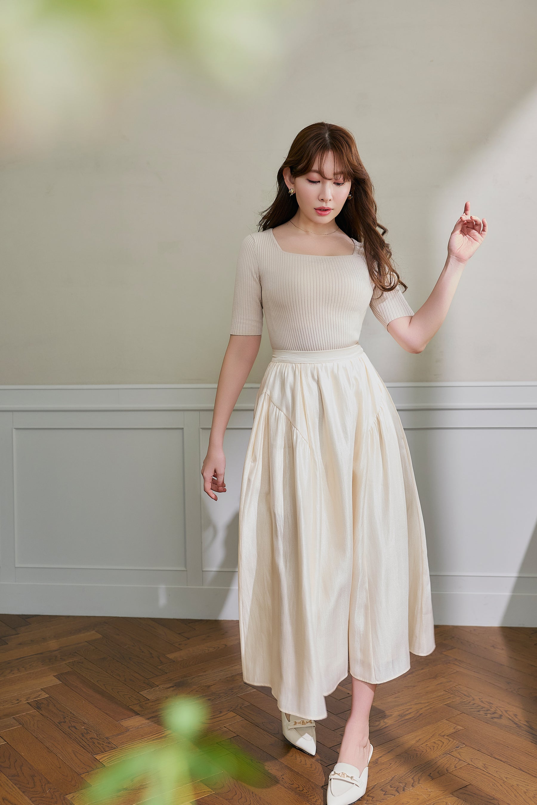 Luminous Organza Gathered Skirt