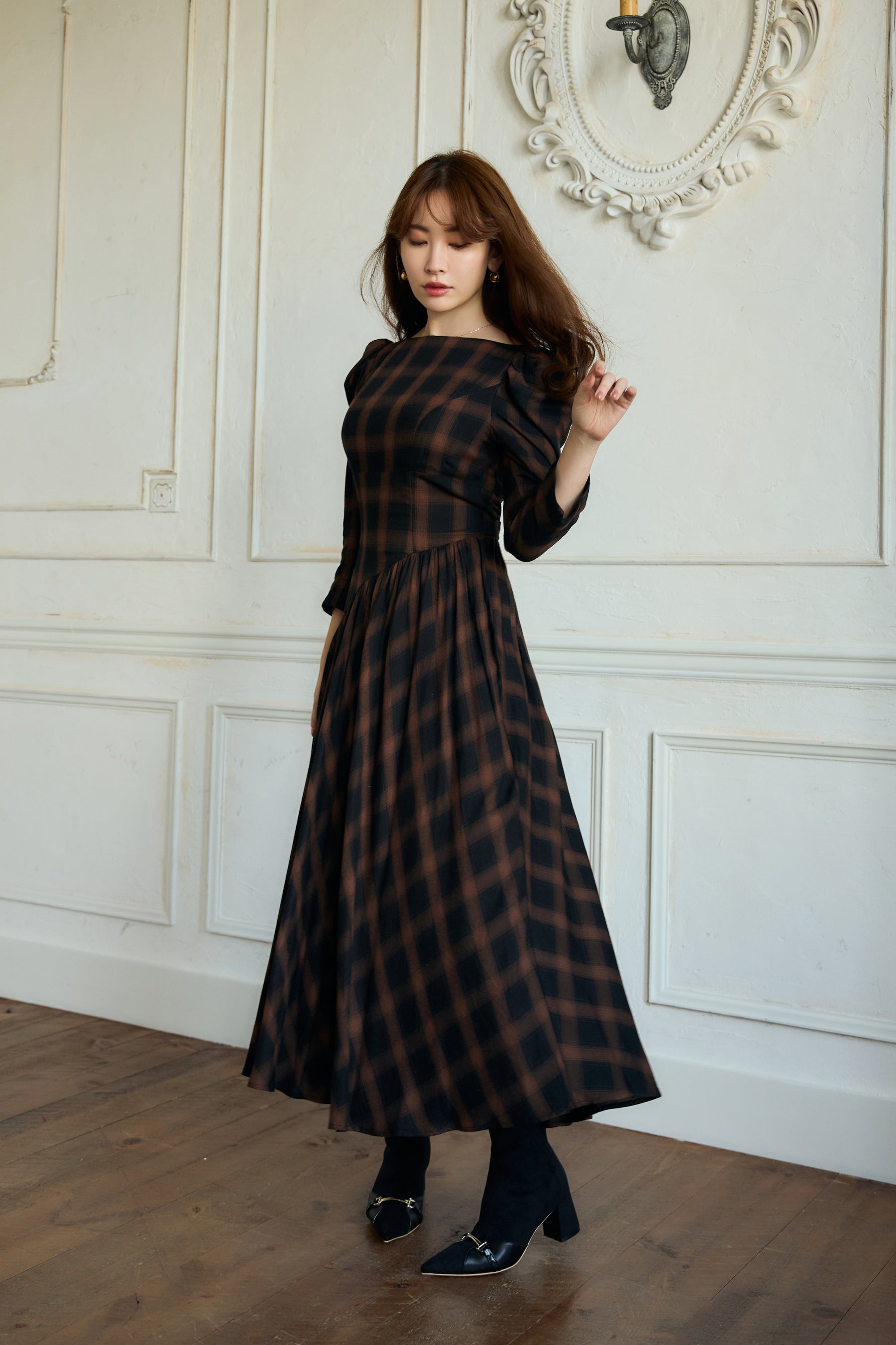 herlipto］Roanne Over Check Dress Sサイズ-