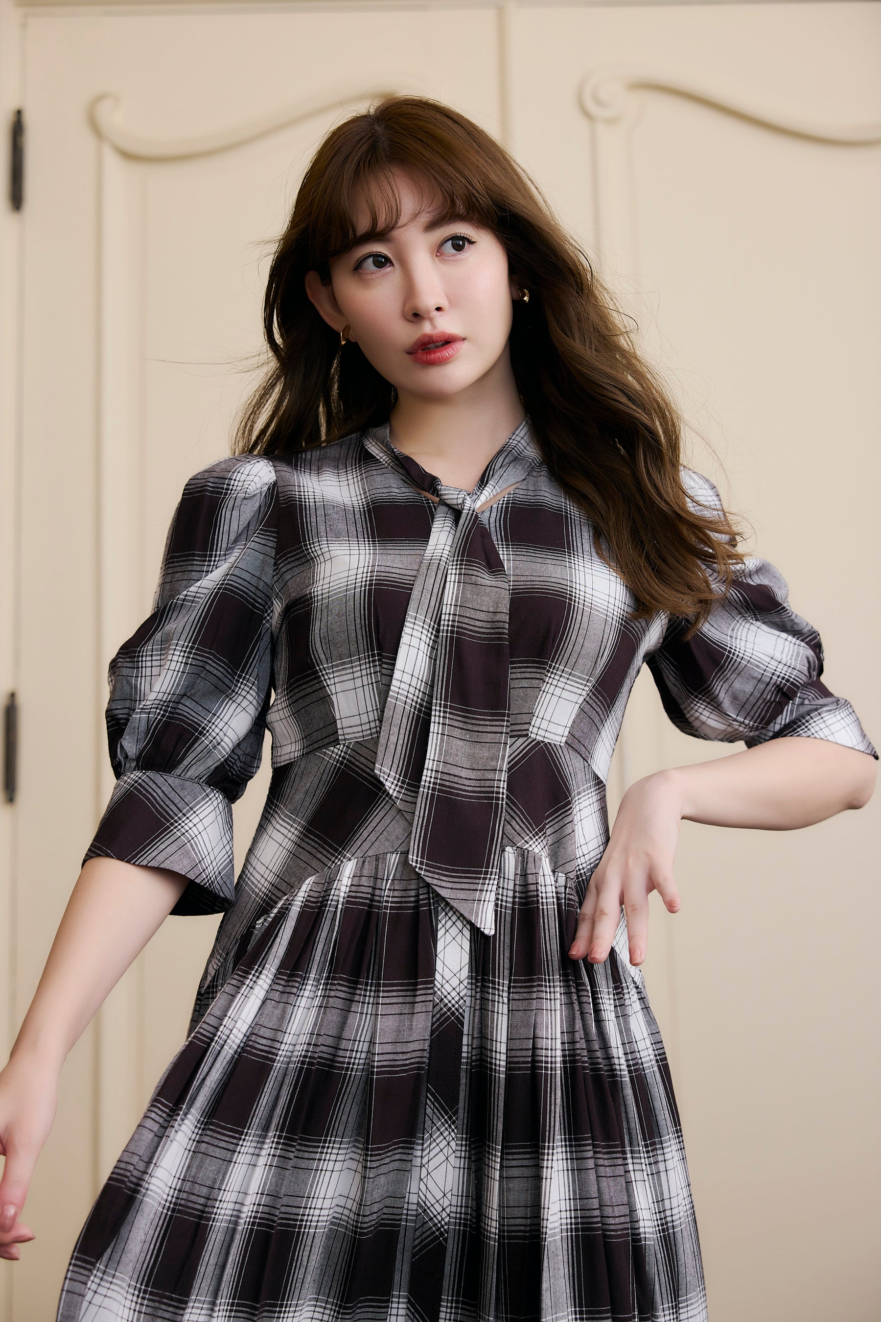 【9月中旬出貨】Chelsea Checked Tie Dress