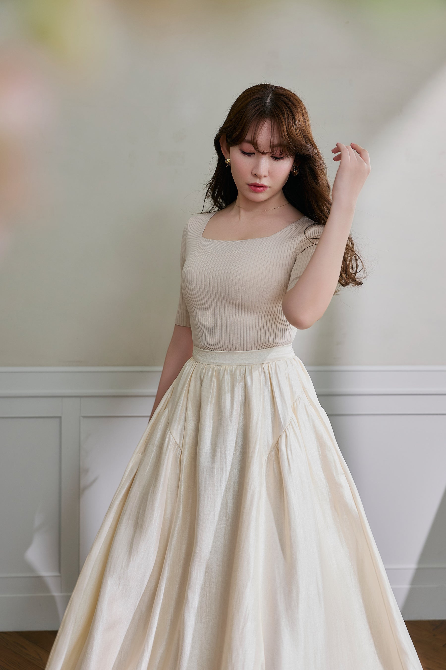 Square Neck Ribbed Pullover