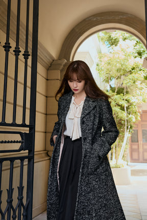 素材…ウール90ナイロン10韓国 ponpon herringbone wool coat ウール