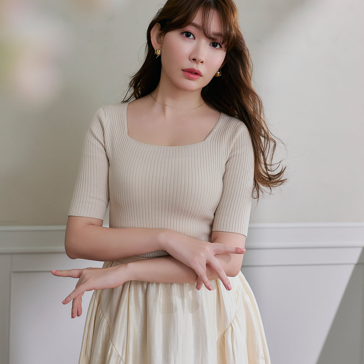 トップス Herlipto Square Neck Ribbed Pullover Square Neck Ribbed Pullover