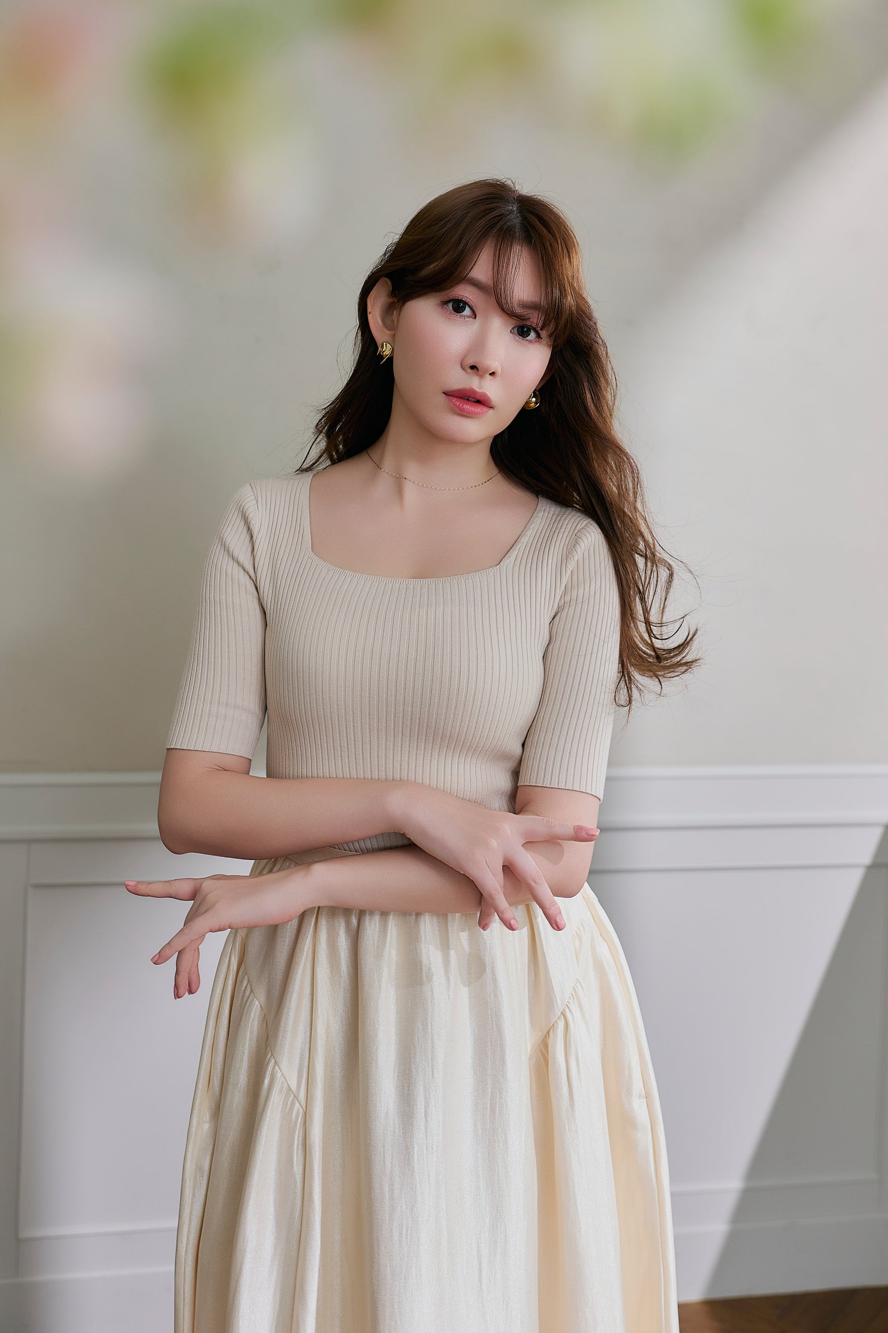 Square Neck Ribbed Pullover