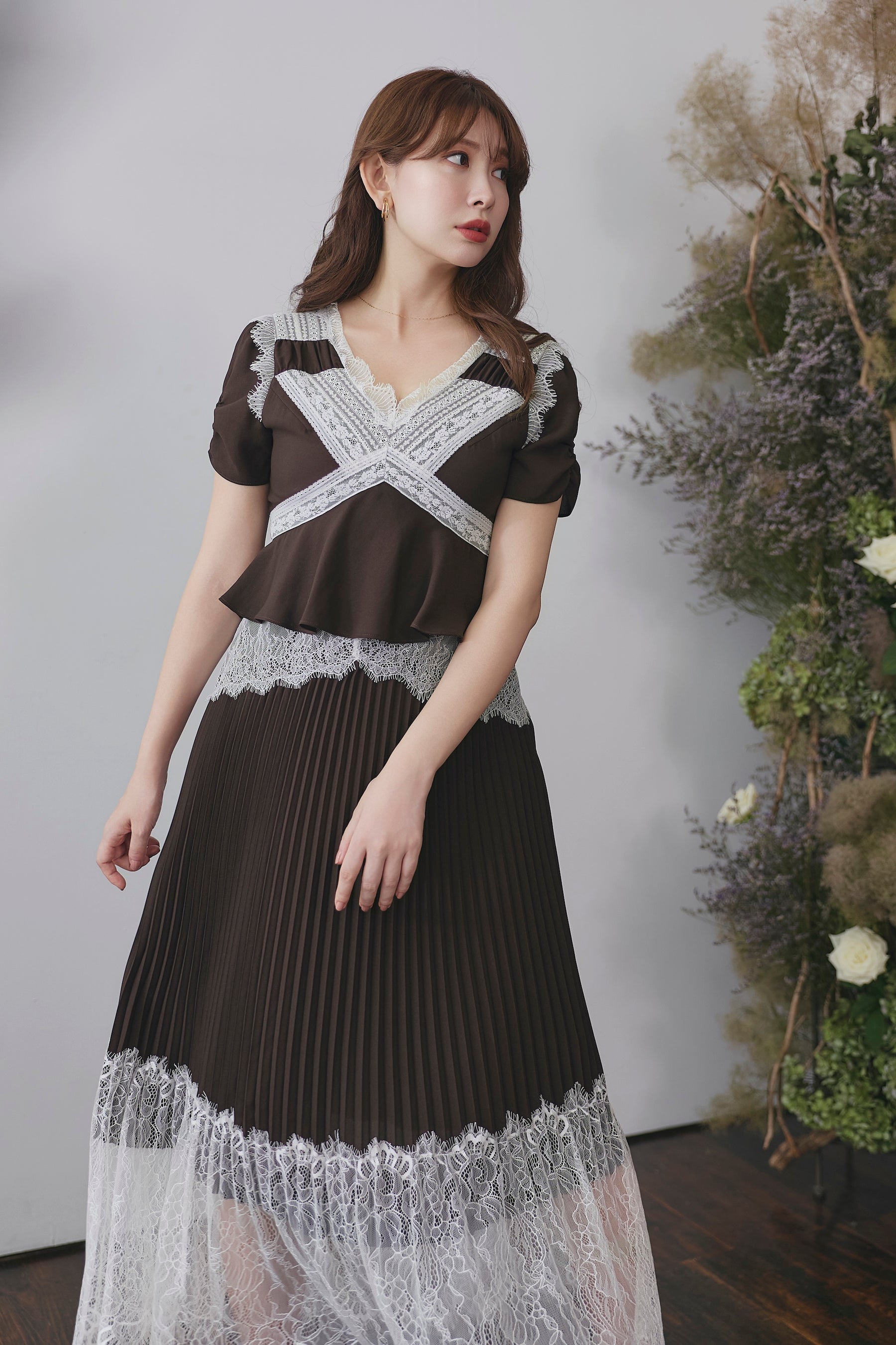 Giulia Lace Pleated Dress