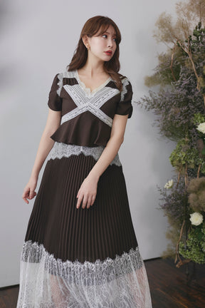 Giulia Lace Pleated Dress