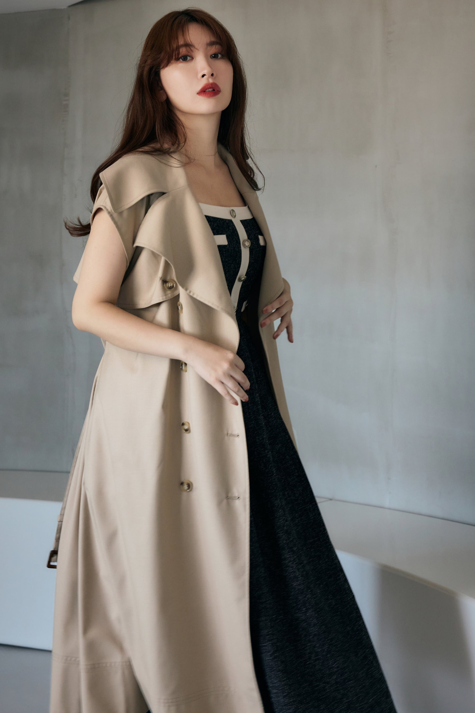 Herlipto♡Sleeveless Twill Trench Dress - トレンチコート