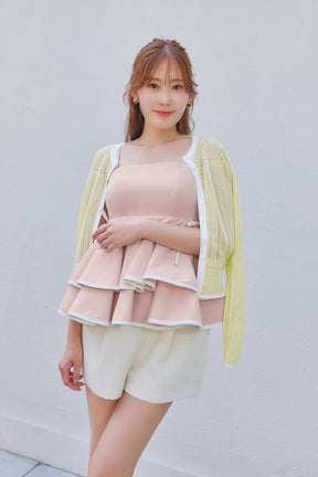 【vanilla / baby sky / powder pink】Lumiere Frilled Peplum Top