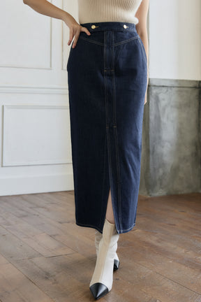 【10月上旬発送】Milano Front Slit Denim Skirt