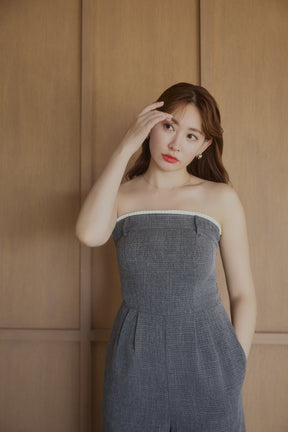 【7月下旬出貨】Frilled Tweed Jumpsuit