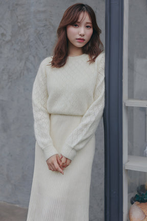 Lattice Eyelet Knit Dress
