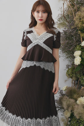 Giulia Lace Pleated Dress