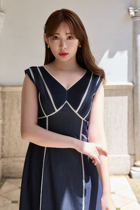 Lace Trimmed Chambray Dress