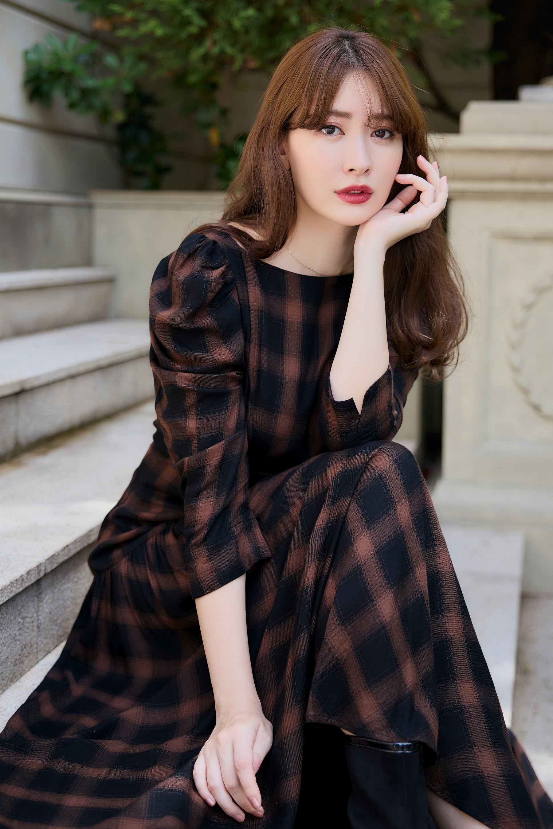 herlipto］Roanne Over Check Dress Sサイズ-