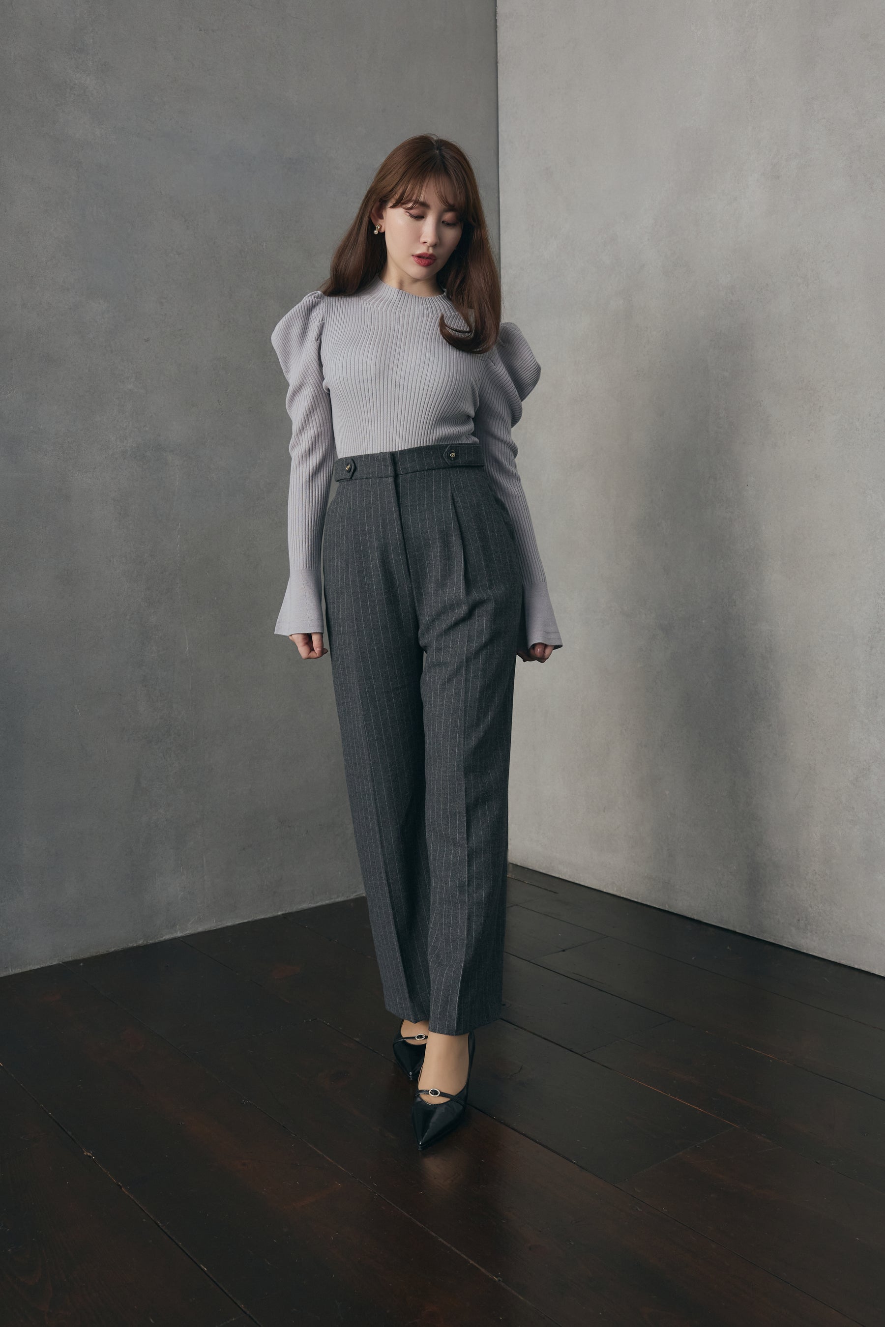 Pin-Stripe Wide Leg Pants