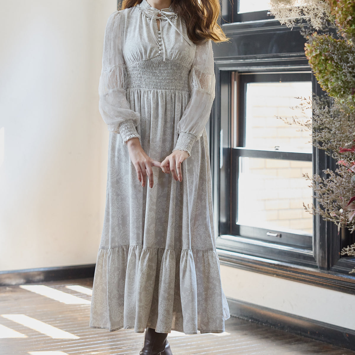 Herlipto Classic Floral Jacquard Dress