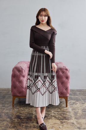 Layered Checked Knit Dress