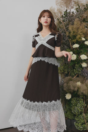 Giulia Lace Pleated Dress