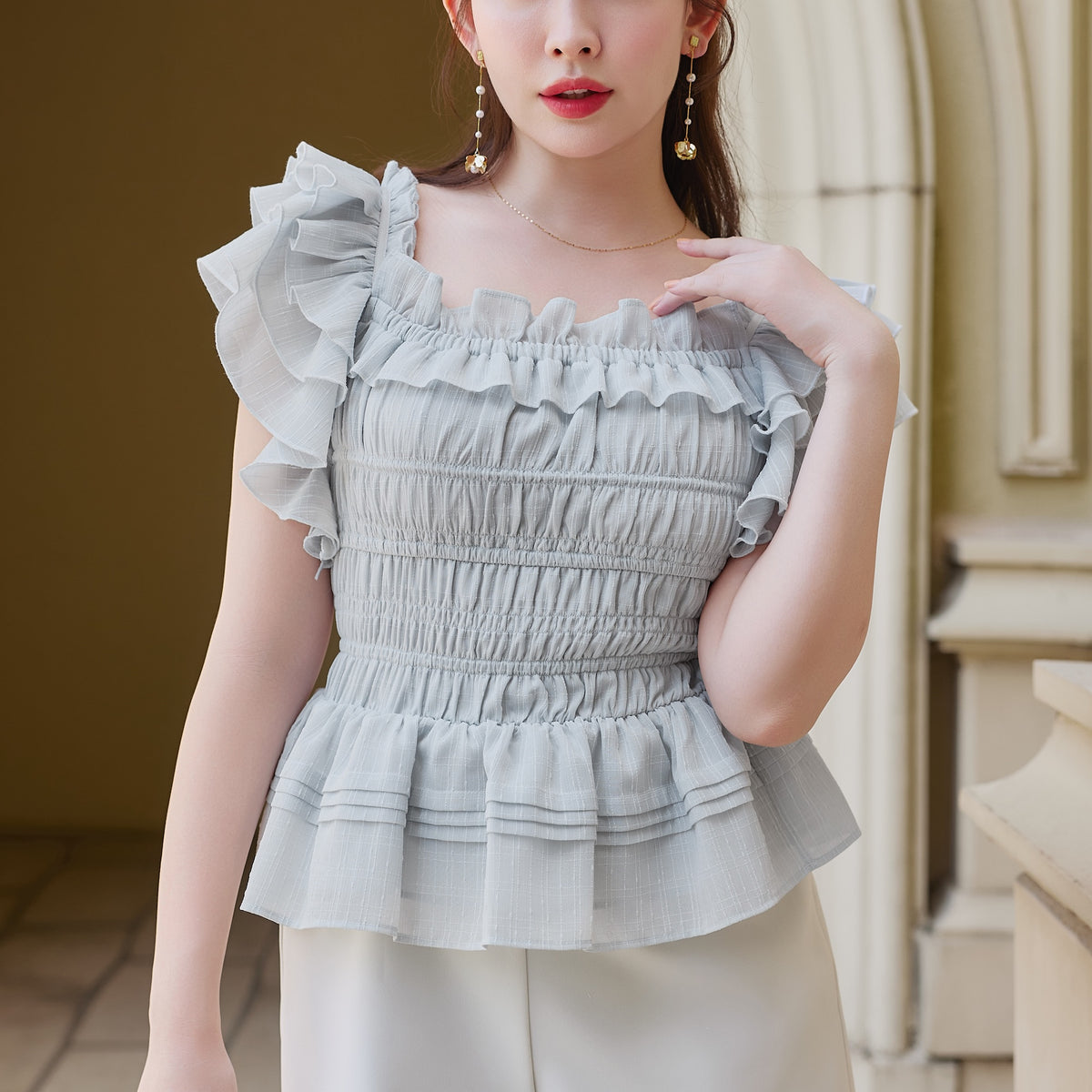 Maison her lip to ペプラム Top La Plage Peplum Top