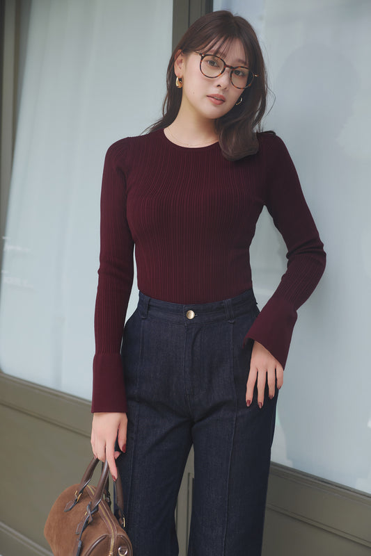 [Ships in early October] ［Essentia］Essential Rib Knit Top