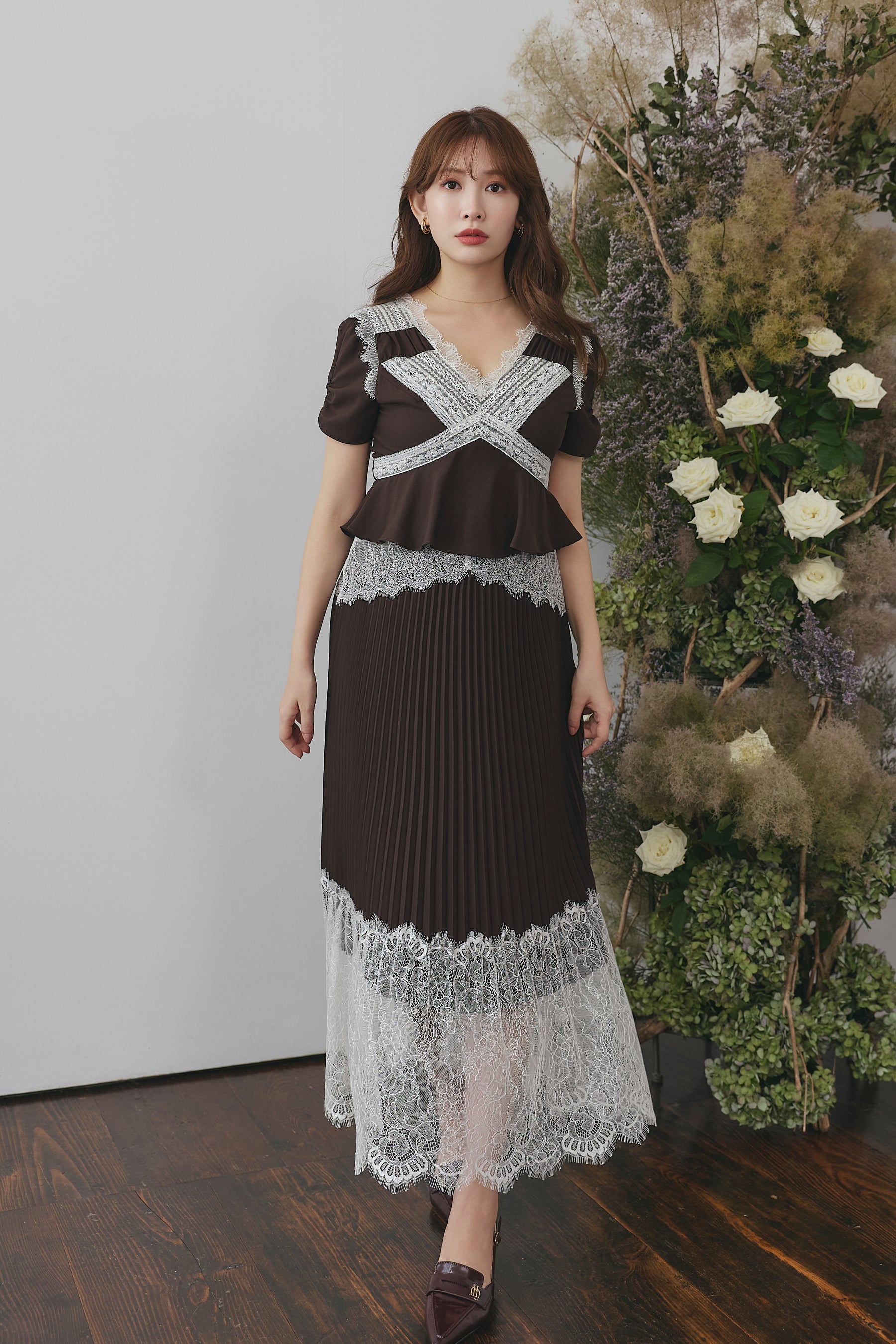 Giulia Lace Pleated Dress