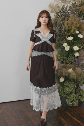 Giulia Lace Pleated Dress