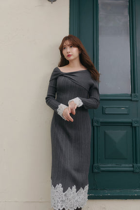 Tullia Lace-Hem Knit Dress