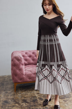 Layered Checked Knit Dress