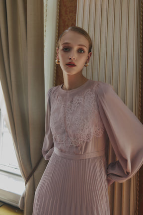 【9月上旬発送】Vol.1 Pleated Chiffon Lace Dress