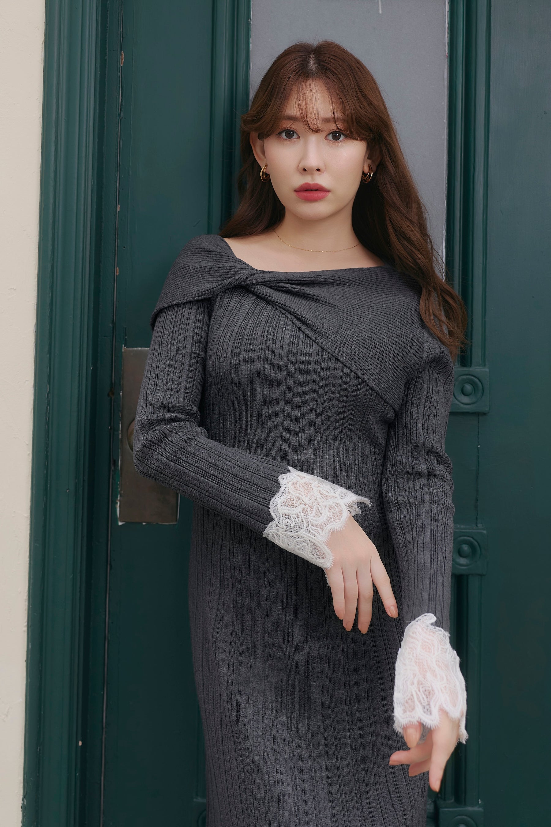 Tullia Lace-Hem Knit Dress