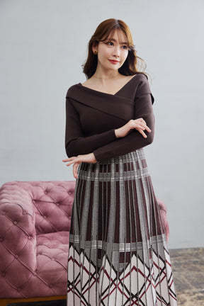 Layered Checked Knit Dress