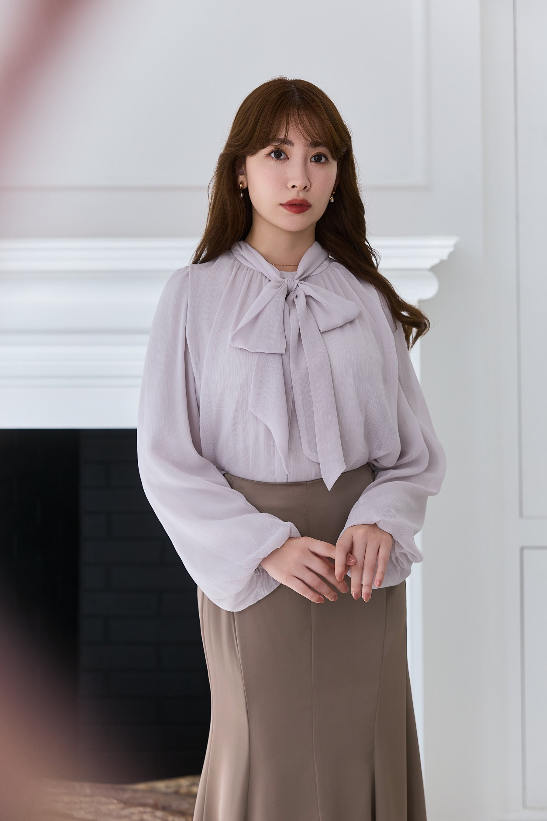 【新色】Two-Way Bow-Tie Chiffon Blouse