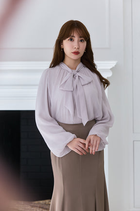 【新色】Two-Way Bow-Tie Chiffon Blouse