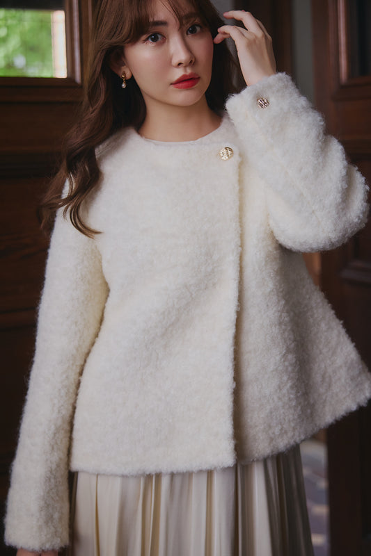 Elise Boucle Peplum Coat