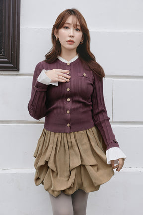 Random Tucked Satin Mini Skirt