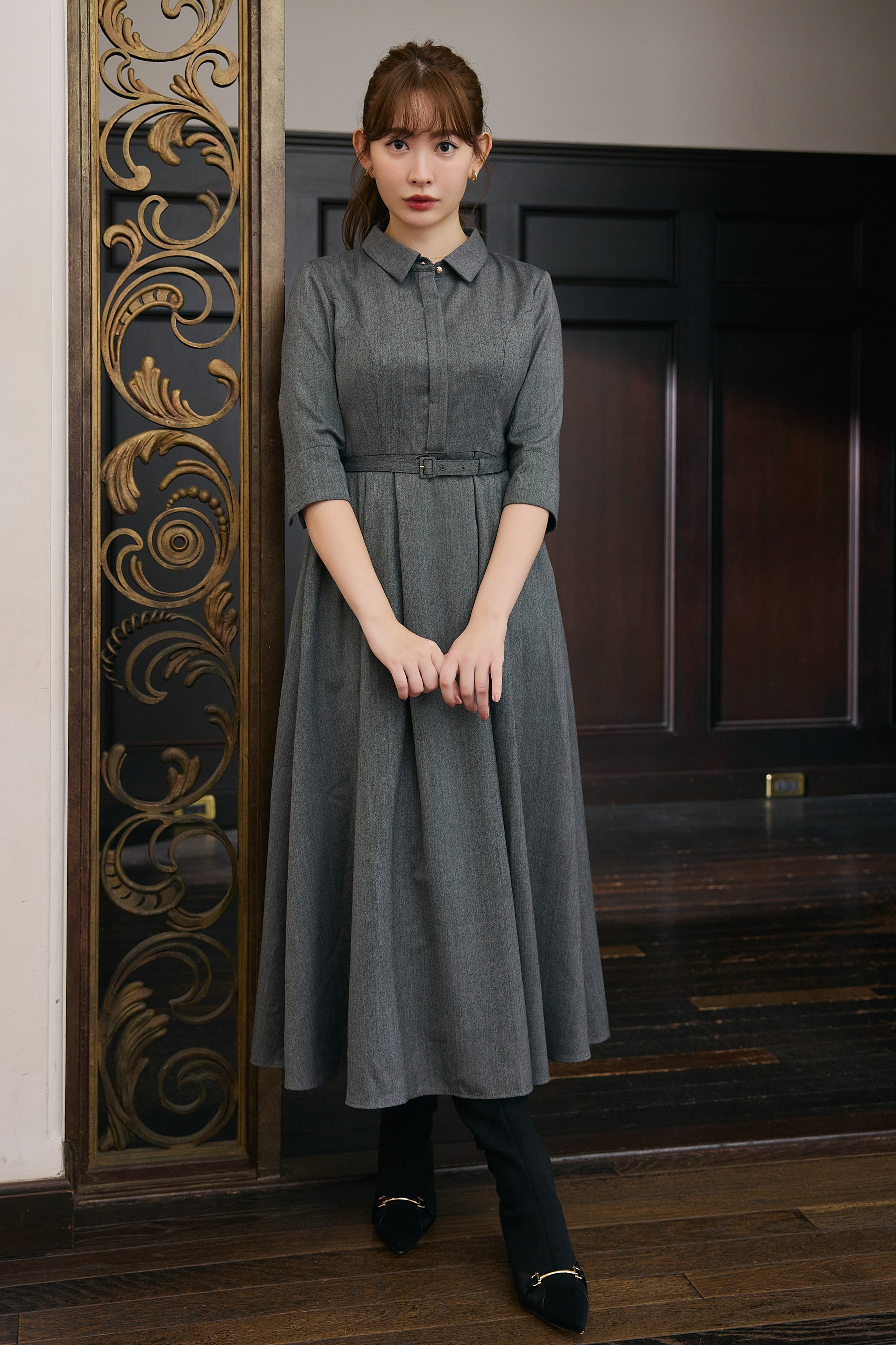 【9月下旬発送】Allure Belted Shirt Dress