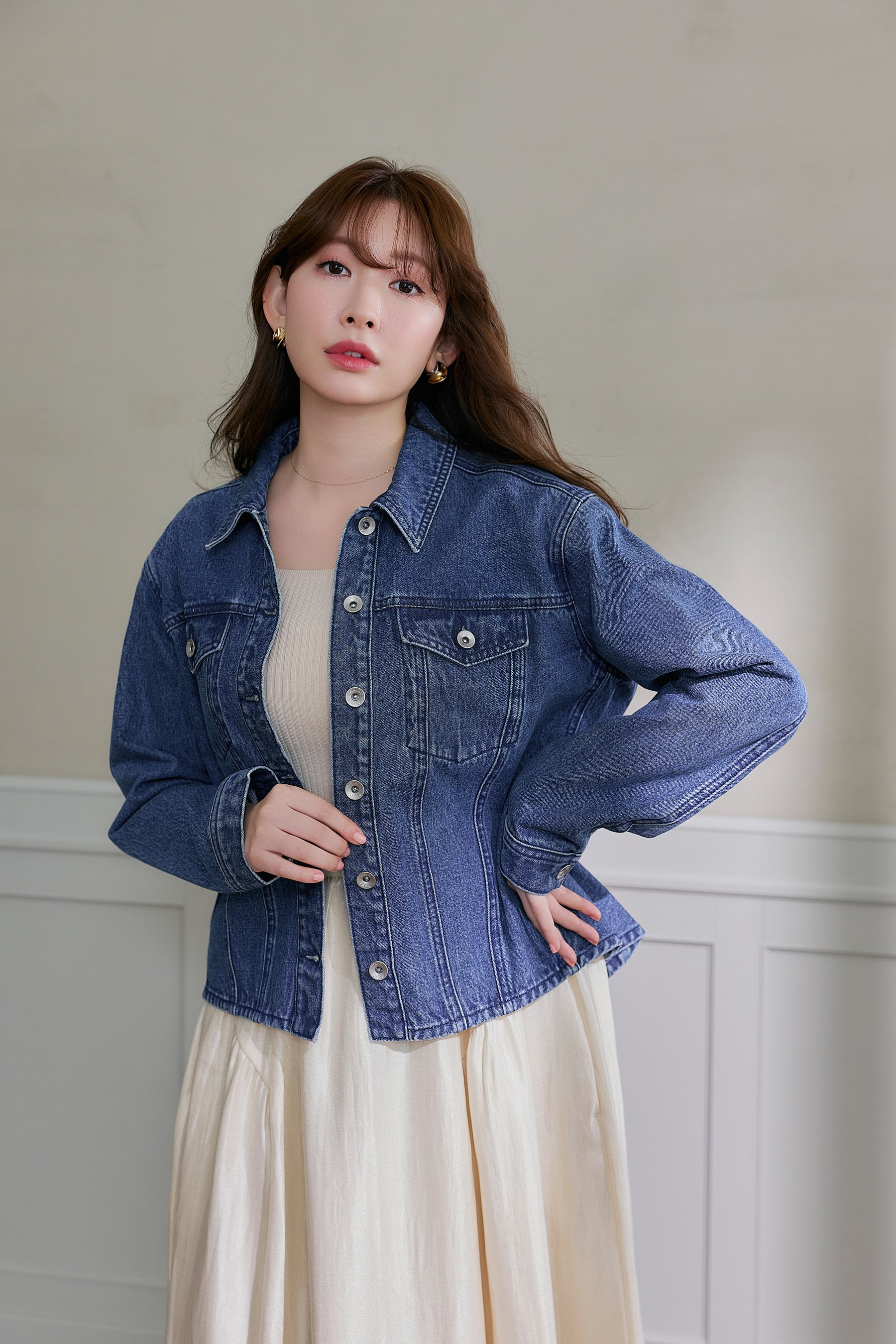 Peplum Back Denim Jacket