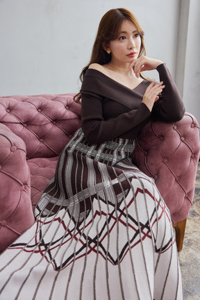 Layered Checked Knit Dress