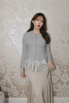 Elin Lace-Hem Cardigan