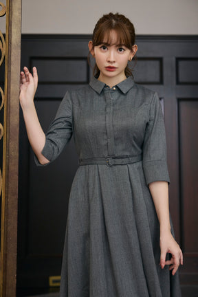 【9月下旬発送】Allure Belted Shirt Dress