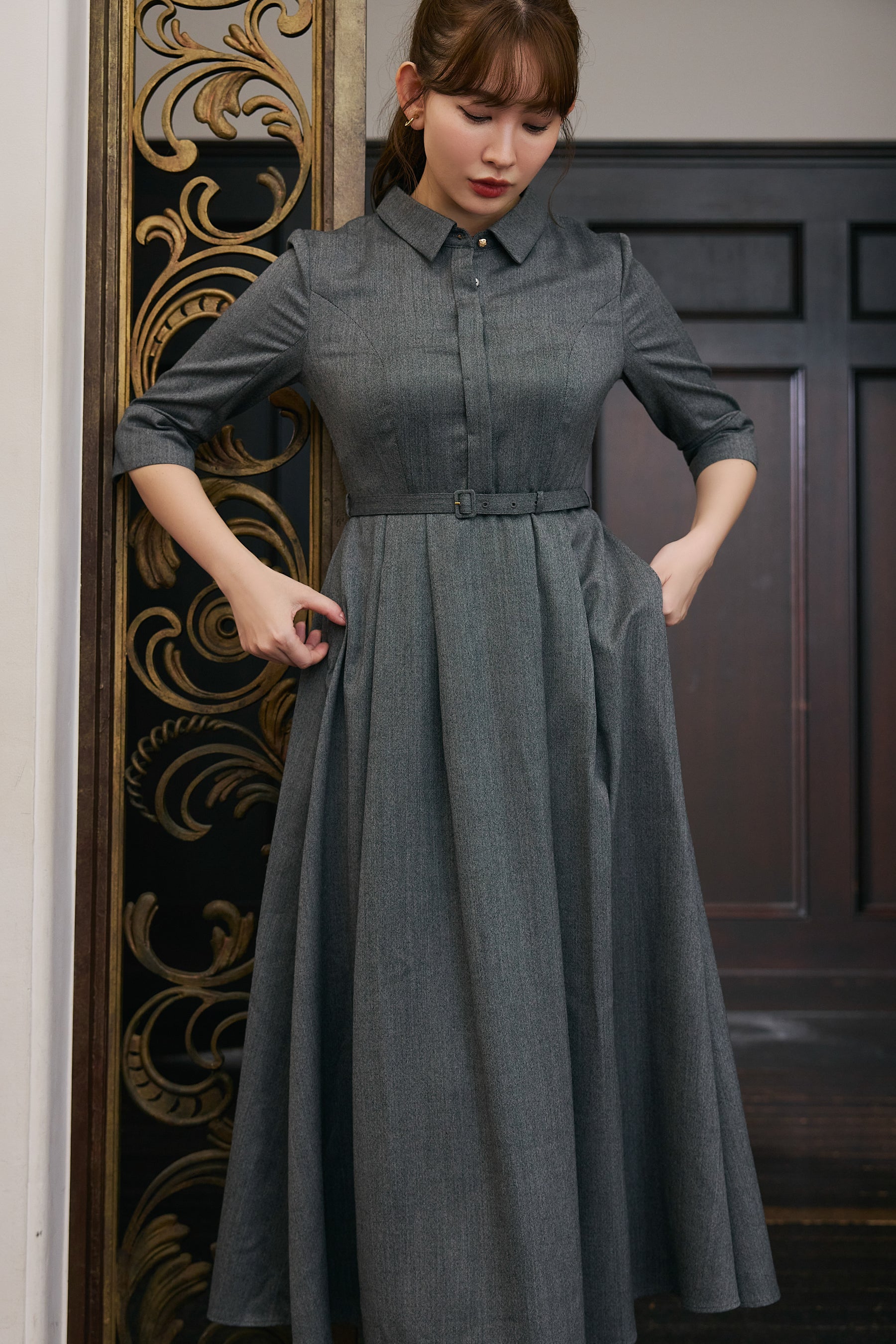 【9月下旬出貨】Allure Belted Shirt Dress