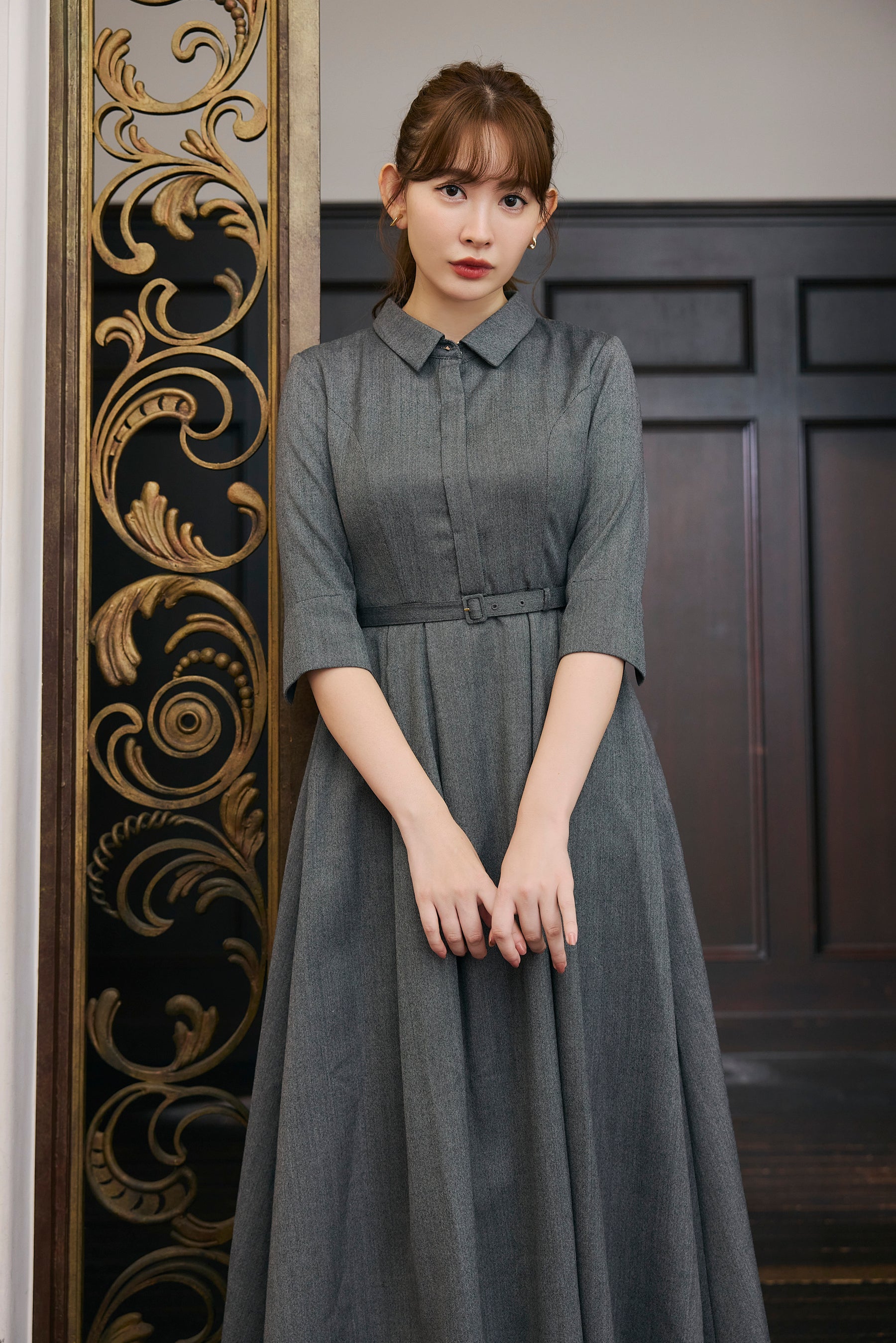 【9月下旬発送】Allure Belted Shirt Dress