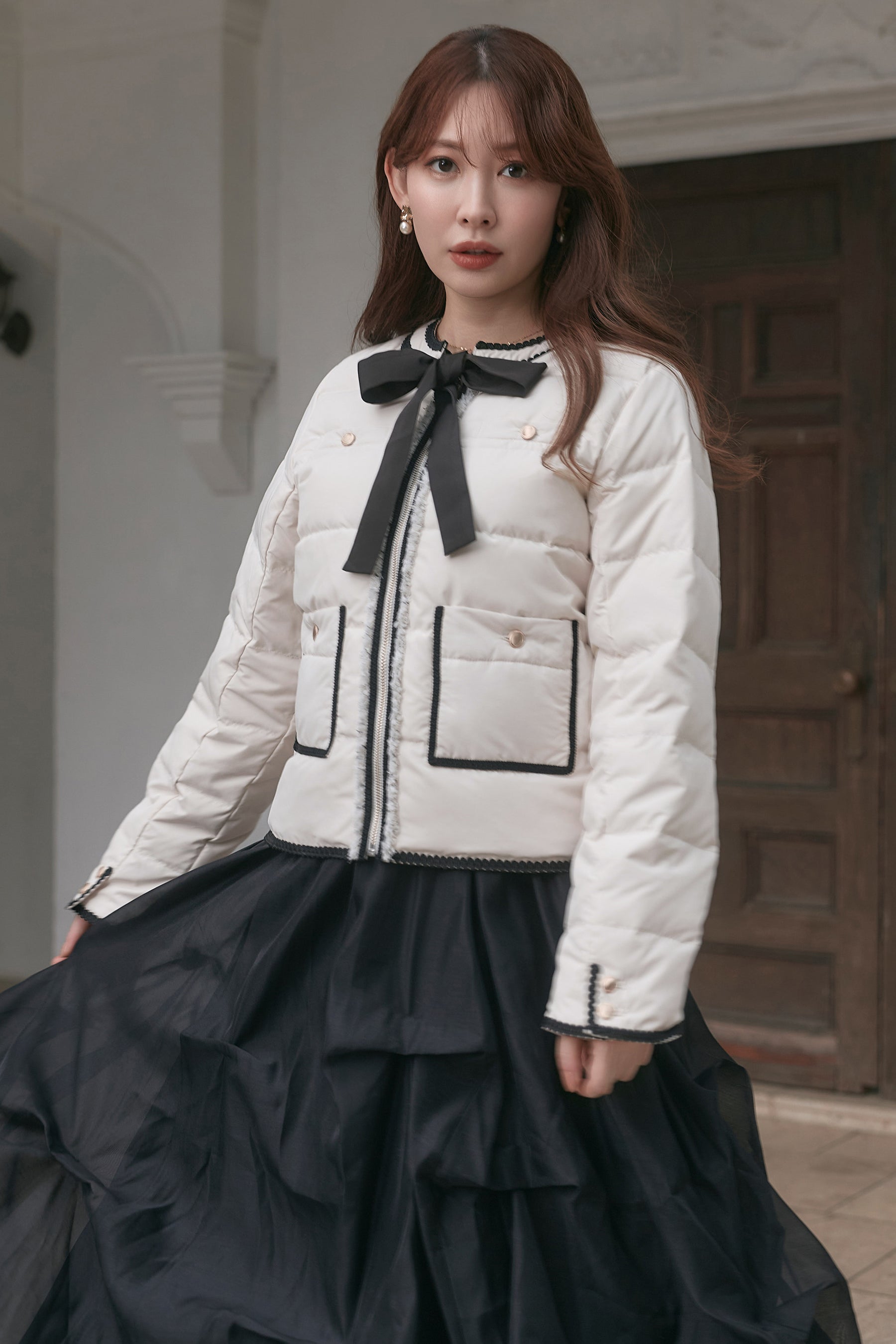 【10月中旬発送】Aurelia Bow Trim Down Jacket