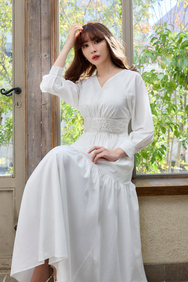 Side Bow Satin Long Dress